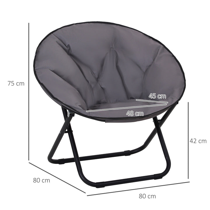 Camping Moon Chair, Portable Folding Camping Chair for Adults with Wide Padded Oxford Seat for Outdoor Camp, Travel, Fishing, Beach, Grey