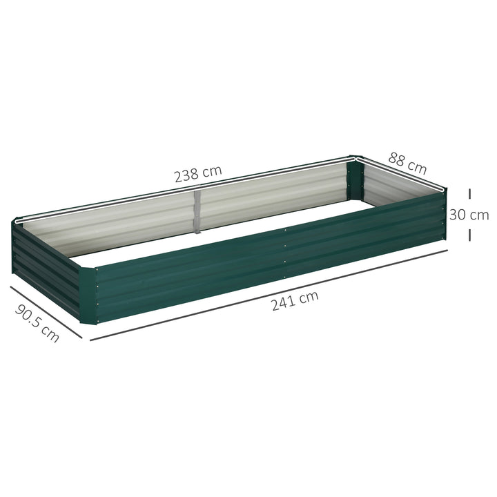 MCL Metal Raised Garden Bed Planter Box Outdoor Planters for Growing Flowers, Herbs, Green, 241x90.5x30cm