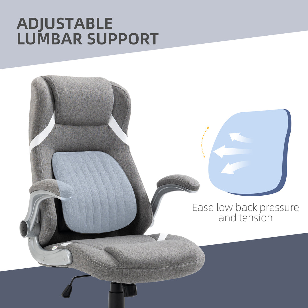 Linen-Look Office Chair, with Adjustable Height and Tension - Grey