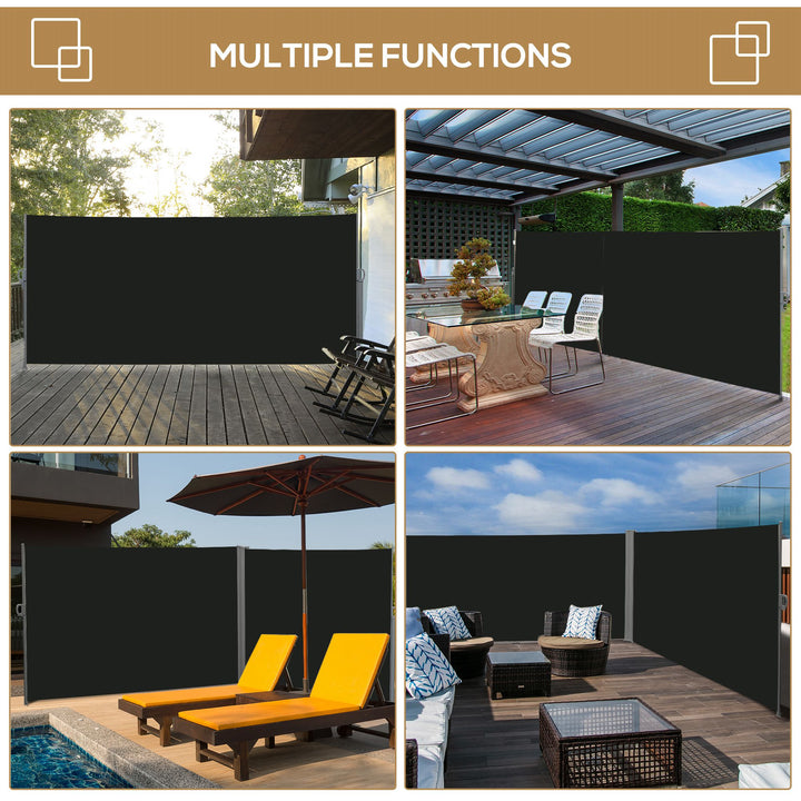 Retractable Sun Side Awning Screen Fence Patio Garden Wall Balcony Screening Panel Outdoor Blind Privacy Divider (3x2M, Black)