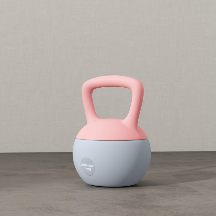 SPORTNOW 10KG Soft Kettlebell, Kettlebell with Non-Slip Handle for Home Gym, Weight Lifting, Strength Training, Pink/Grey