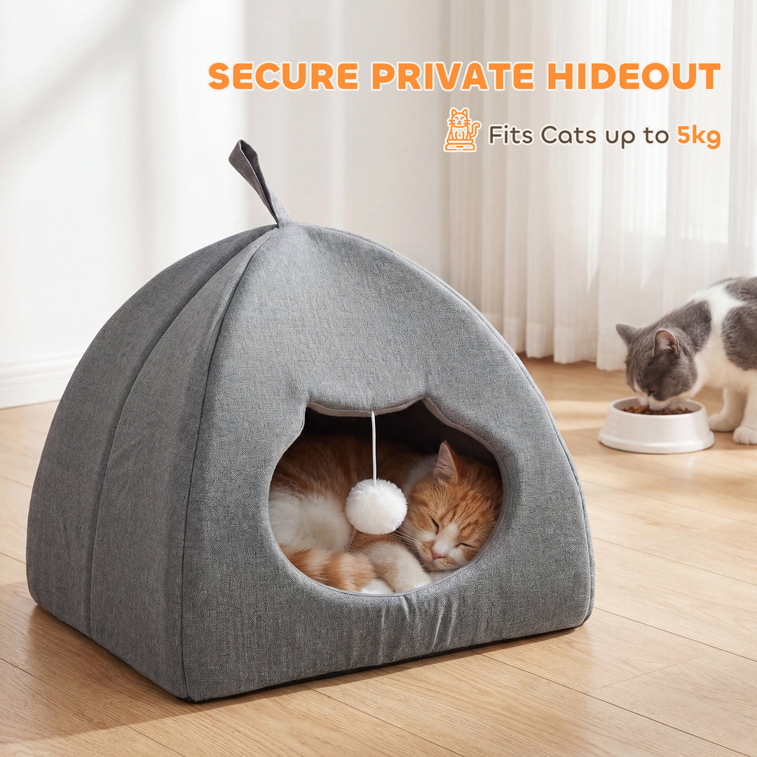 Cat Cave Bed for Indoor Kittens, Cat House with Removable Cushion and 