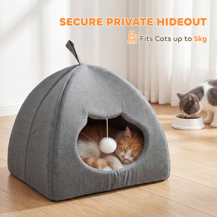 Cat Cave Bed for Indoor Kittens, Cat House with Removable Cushion and 
