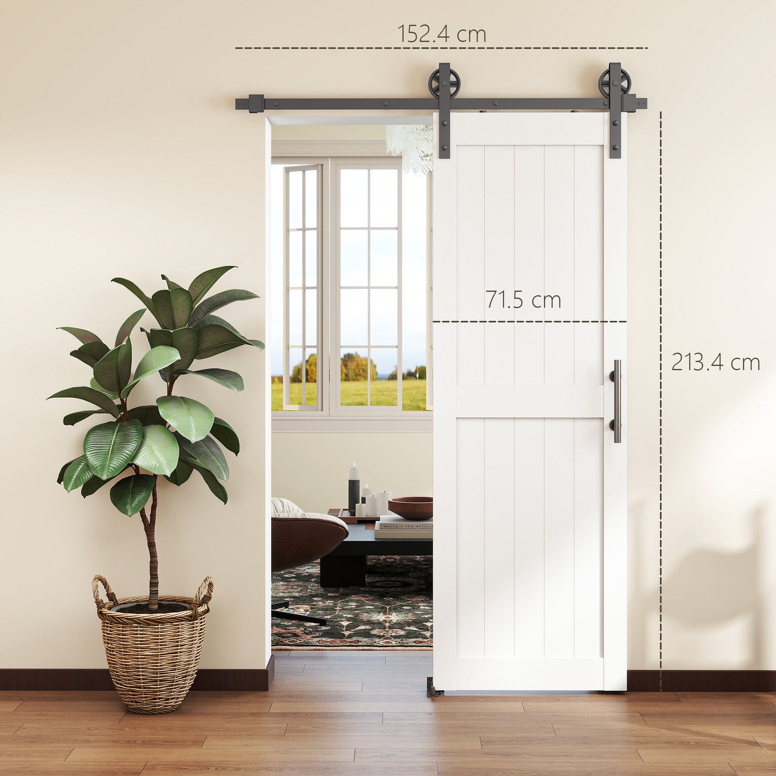 152.4cm Sliding Barn Door Kit, Sliding Door with Track, Hardware, Upgr