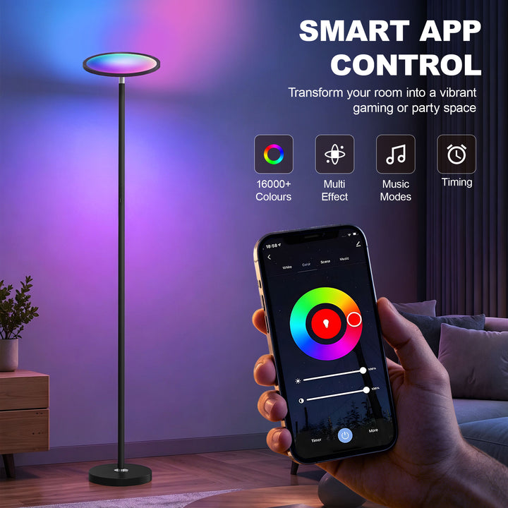 Uplighter Floor Lamp with Tuya App and Music Sync, Standing Lamp with 