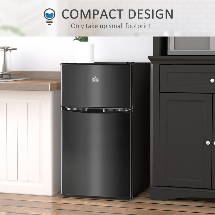 HOMCOM 88L Under Counter Fridge Freezer, Small Refrigerator with 5-Setting, 3 Star Freezer Rating, Black