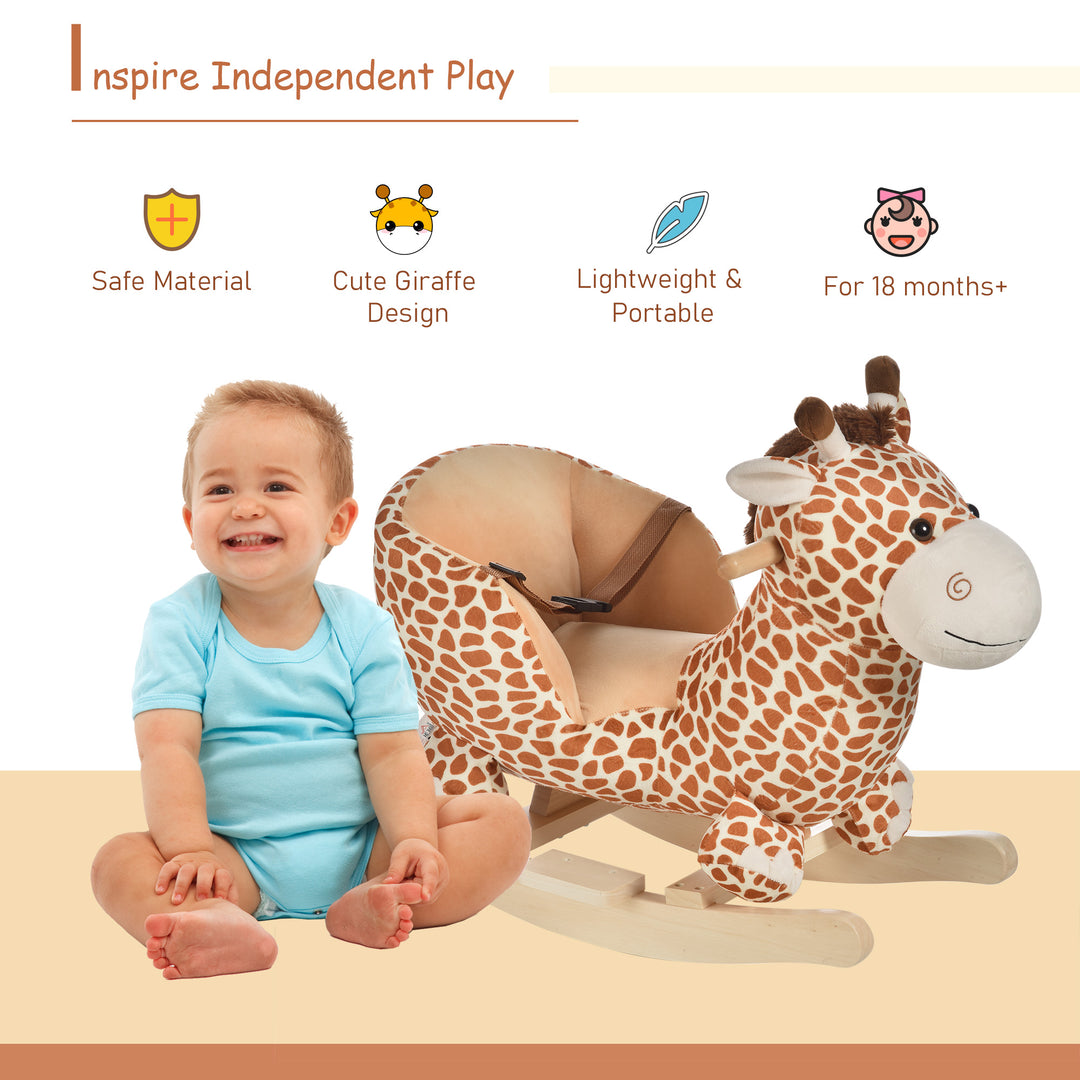 HOMCOM Ride on Unicorn Flush Rocking Horse Ride on Toys, Giraffe Shape, Fit for 3-6 Kids, Playing Nursery Rhymes | Aosom UK