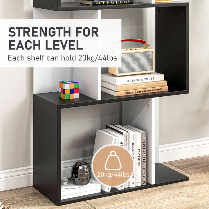 MCL Small Narrow Bookshelf Compact 5/6 Tiers Freestanding Home Office Studio Black and White