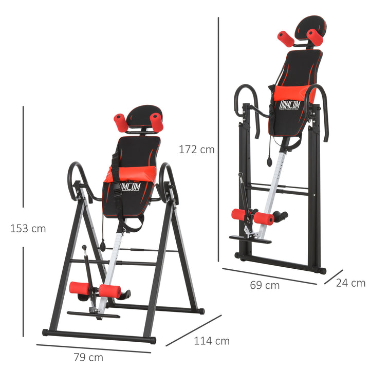 HOMCOM Steel Adjustable Pain Relief Gravity Inversion Table Red/Black