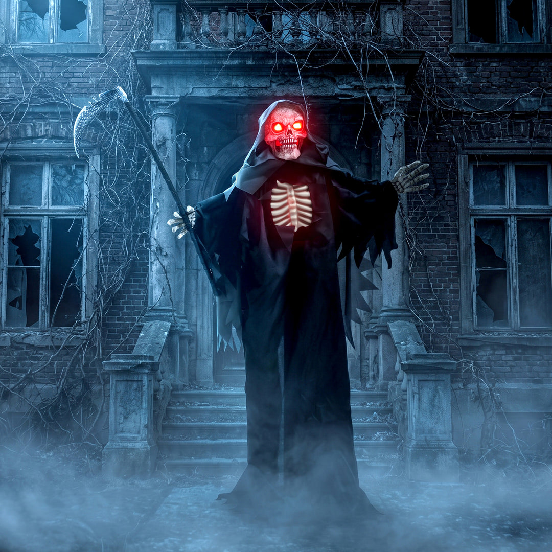 170cm Life Size Animated Grim Reaper Halloween Decoration, Scary Hallo