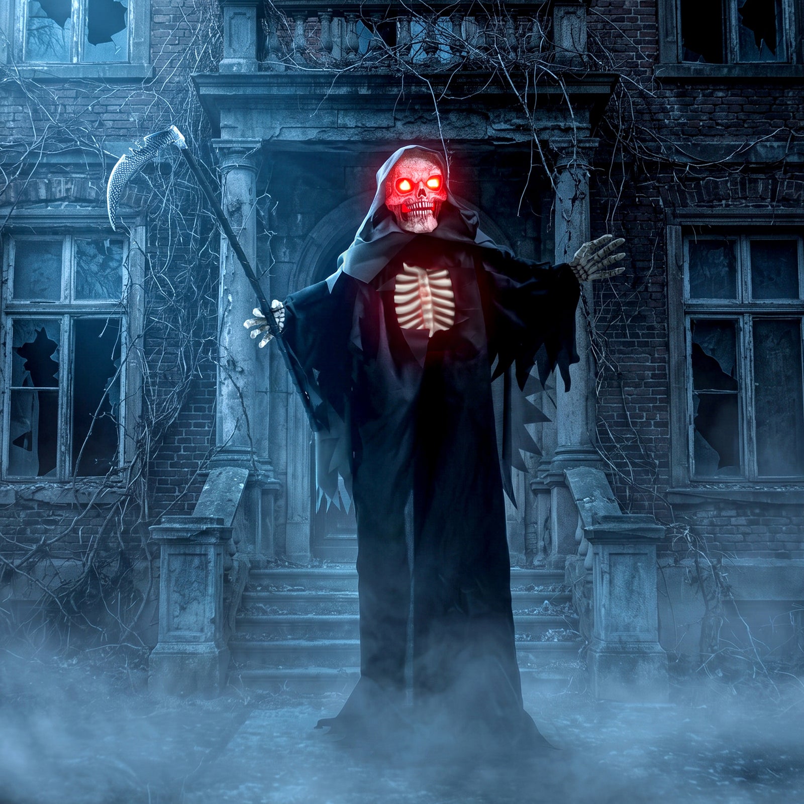 170cm Life Size Animated Grim Reaper Halloween Decoration, Scary Hallo