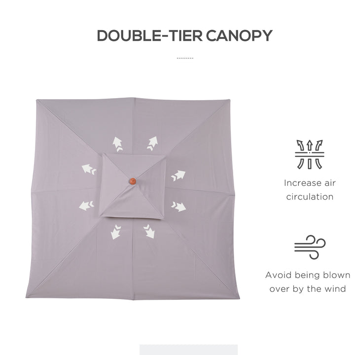3 m Square Canopy Parasol - Grey