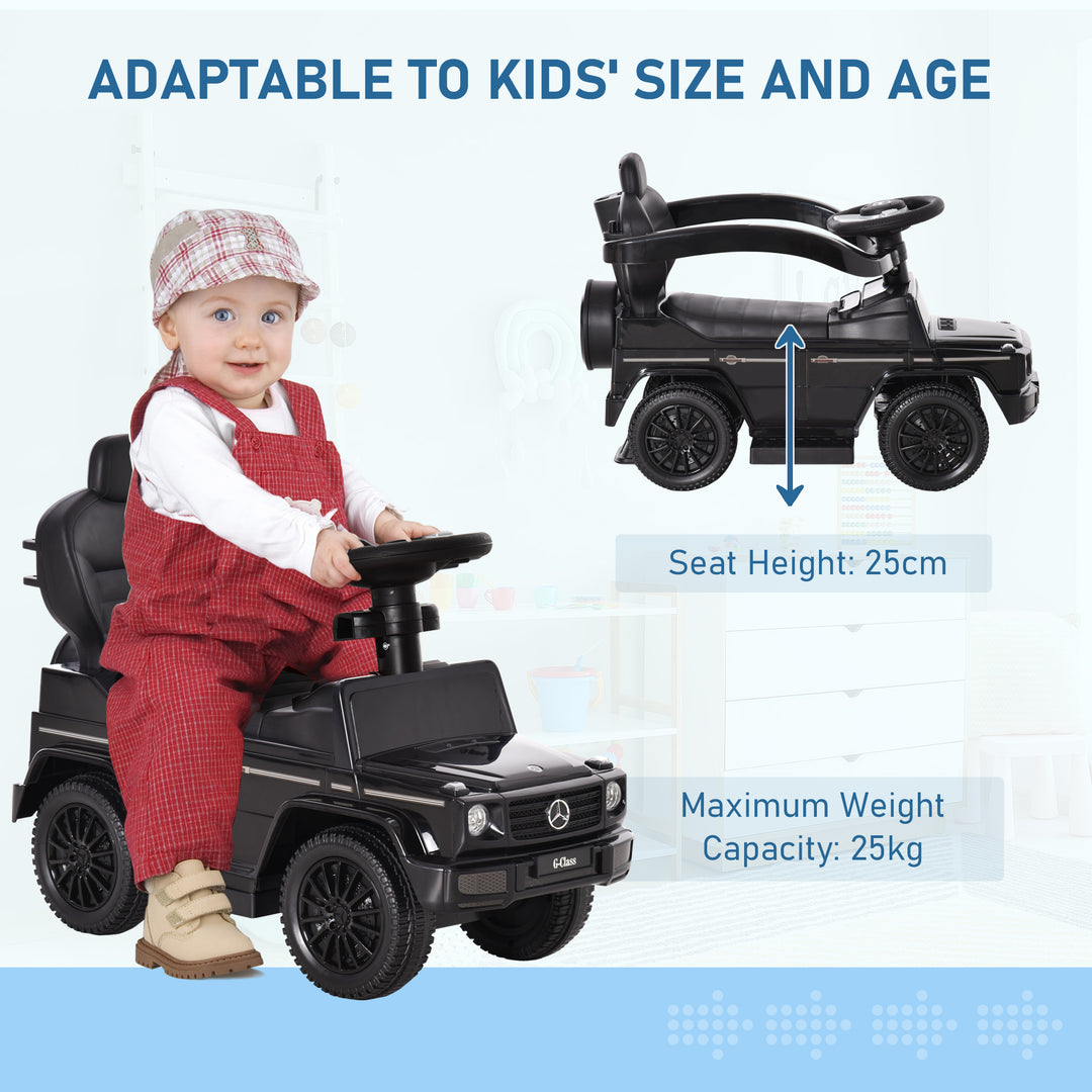 MCL 3 in 1 Kids Children Ride on Push Car Toddler Sliding Car G350 Licensed Walker Foot to Floor Slider Push-Along with Horn Steering Wheel NO POWER Manual, Black