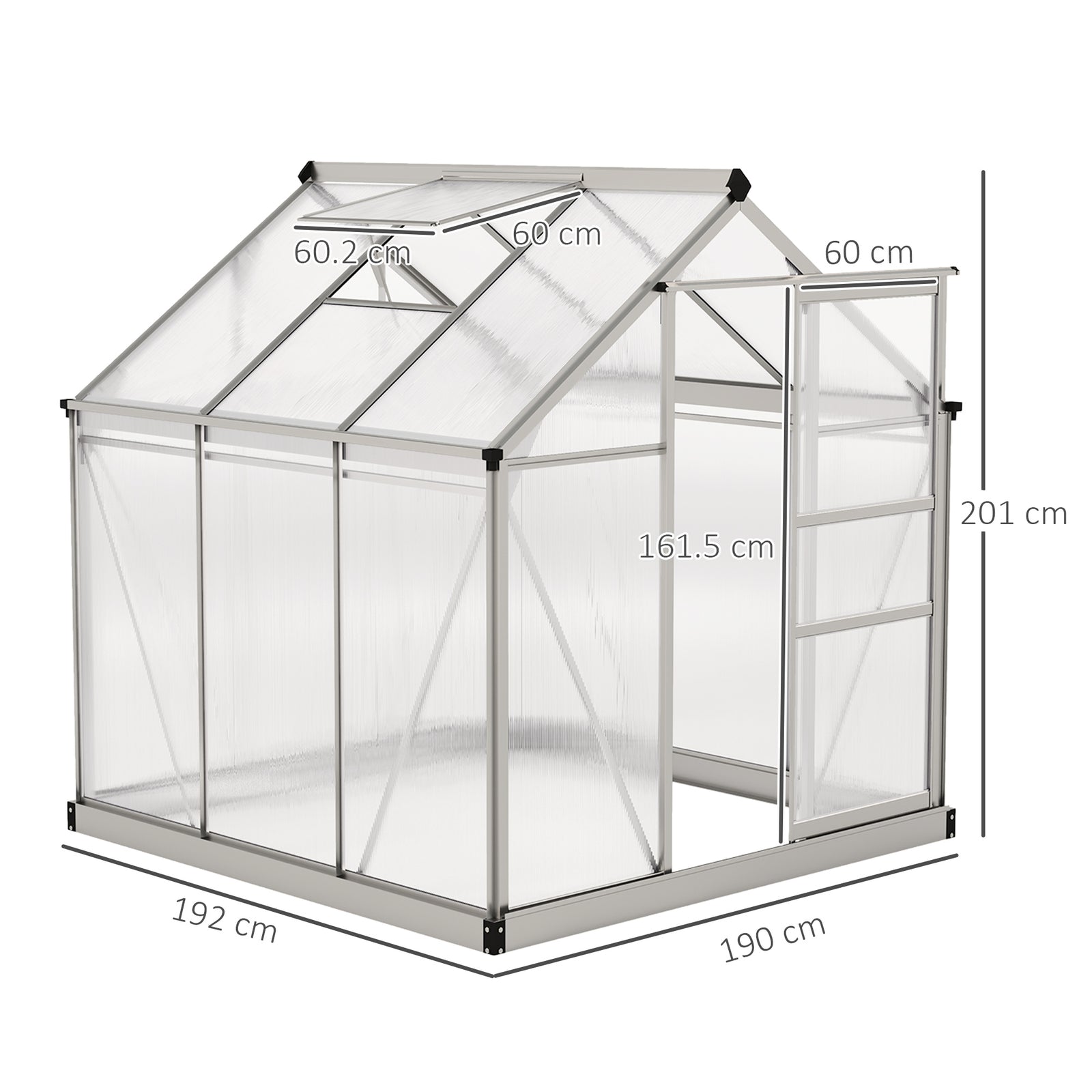6 x 6ft Polycarbonate Greenhouse - Clear