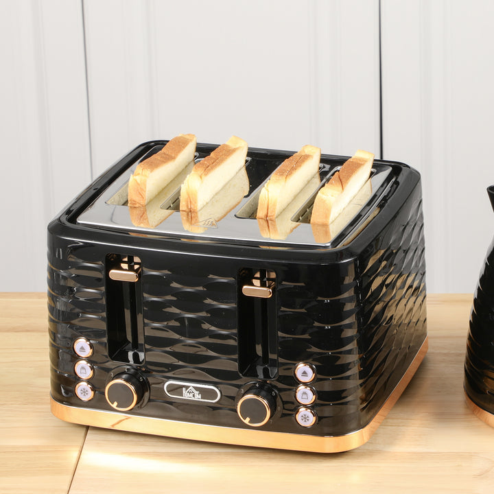 Four-Slice Rippled Toaster - Black