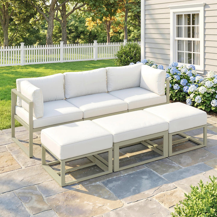 Garden Daybed, 6 Piece Outdoor Sectional Sofa Set, Aluminium Patio Con