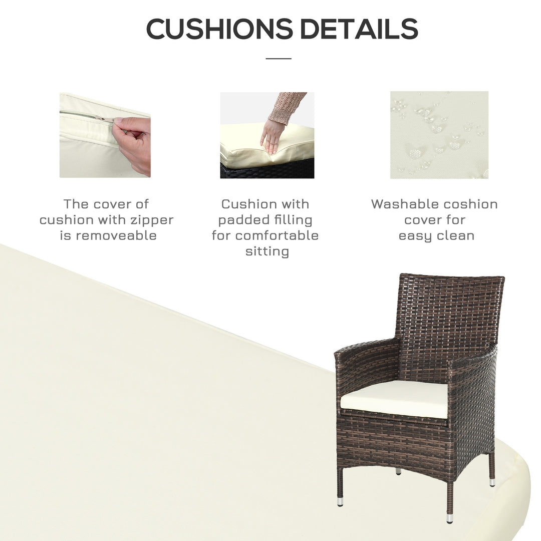 Three-Piece Rattan Chair Set, with Cushions - Brown