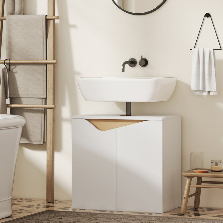 Under Sink Bathroom Cabinet, Bathroom Storage Cabinet with Soft-Close Doors, for Basin without Pedestal
