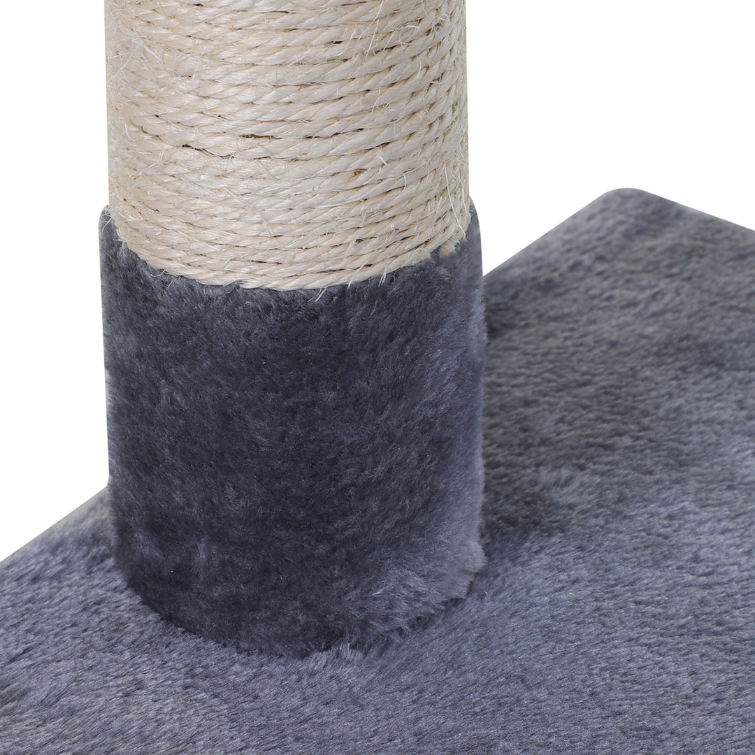 Cat Scratch Post with Bed Cat Tree for Indoor Cats Sisal Scratching Posts Hammock Kitty Activity Centre Grey