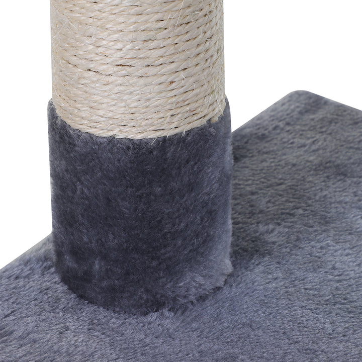 Cat Scratch Post with Bed Cat Tree for Indoor Cats Sisal Scratching Posts Hammock Kitty Activity Centre Grey