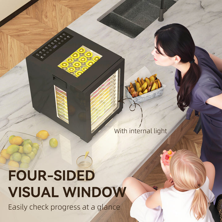 12-Tray 40-70℃ Food Dehydrator - Black