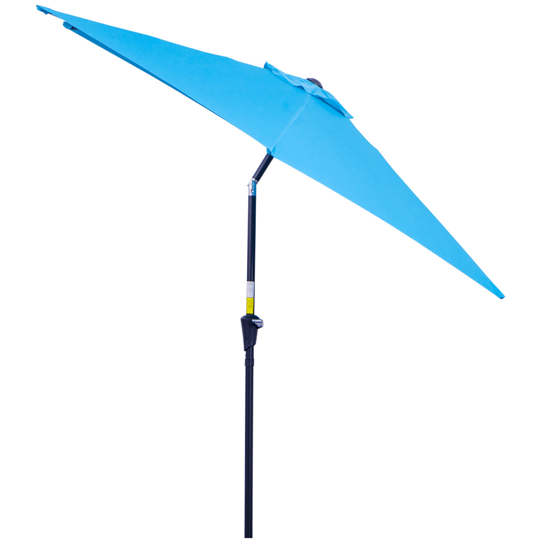 2.6M Garden Parasol Umbrella with Tilt and Crank, Outdoor Sun Parasol Sunshade Shelter with Aluminium Frame, Blue
