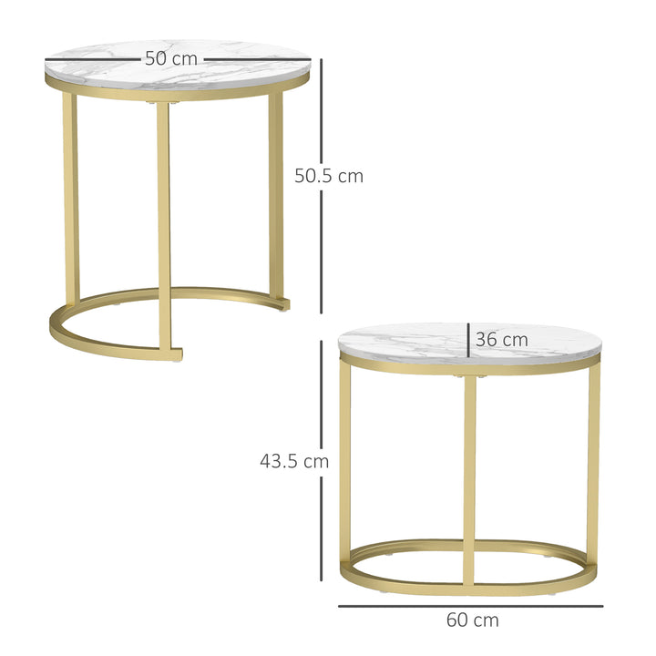 Marble-Effect Nest of Tables - Gold Tone/White