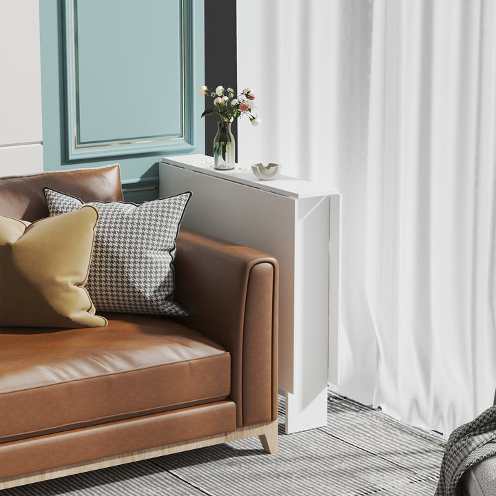 MCL Folding Dining Table Writing Desk Workstation w/ Casters Teak Colour, White