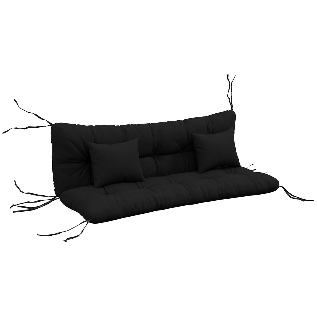 Back and Seat Cushion Replacement with 2 Pillows, Patio Chair Cushions Set with Ties, Black