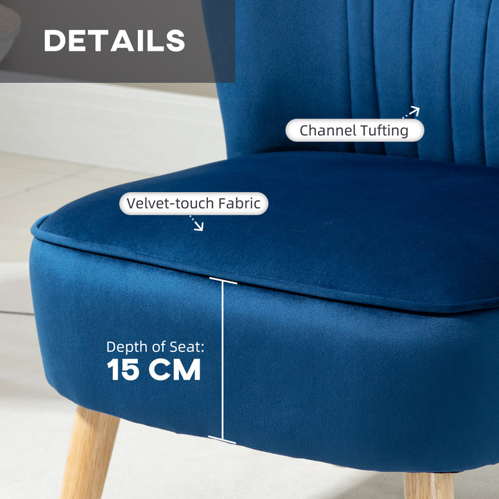 HOMCOM Velvet Accent Chair Occasional Tub Seat Padding Curved Back w/ Ottoman Wood Frame Legs Home Furniture, Dark Blue | Aosom UK