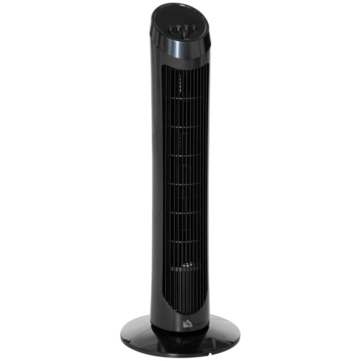 HOMCOM Ultra-Slim Tower Fan: 3 Speeds, Noise Reduction Tech for Indoor Cooling, Sleek Black | Aosom UK