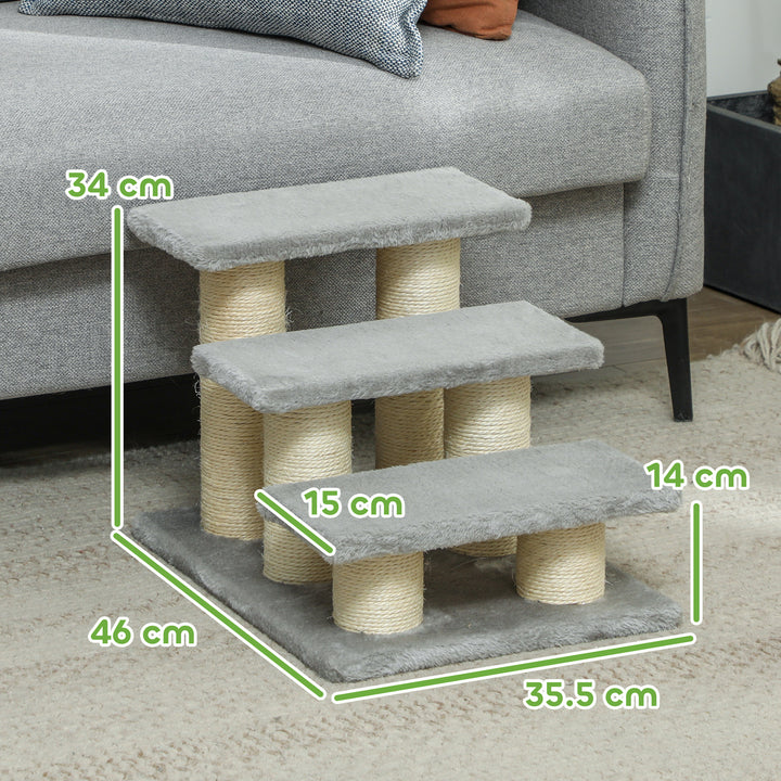 Pet Stairs 3-step Pet Ladder Cat dog Stairs Climb Ladder Cat Tree, Grey