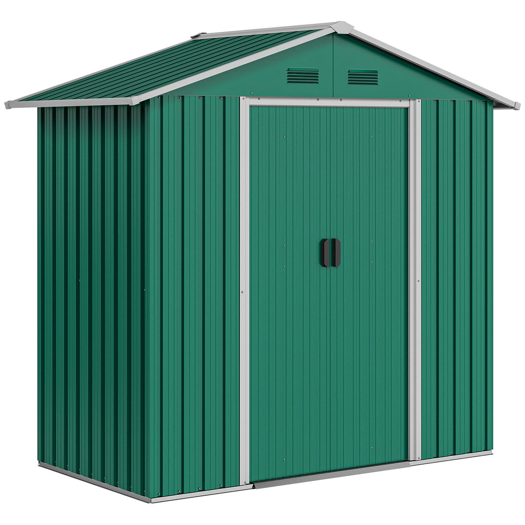 MCL 6.5ft x 3.5ft Metal Garden Storage Shed for Outdoor Tool Storage with Double Sliding Doors and 4 Vents, Green