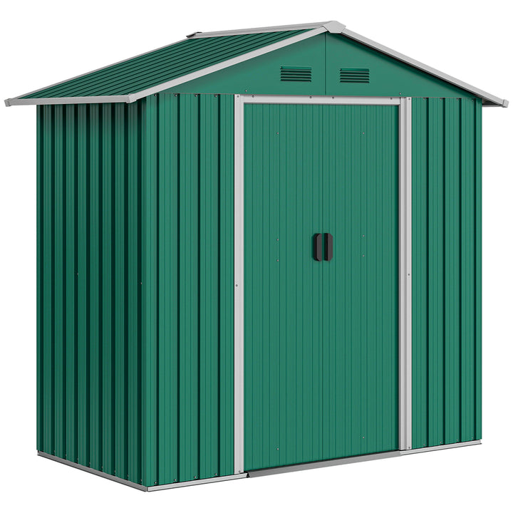 MCL 6.5ft x 3.5ft Metal Garden Storage Shed for Outdoor Tool Storage with Double Sliding Doors and 4 Vents, Green