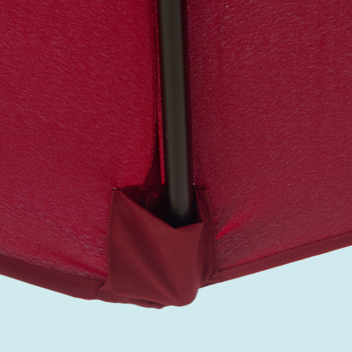 2.6M Garden Parasol Umbrella with Tilt and Crank, Outdoor Sun Parasol Sunshade Shelter with Aluminium Frame, Wine Red