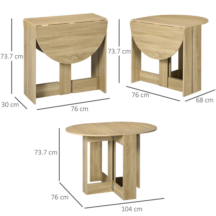 MCL Space-saving Drop Leaf Table, Folding Dining Table for Small Space, Kitchen, Dining Room, Oak