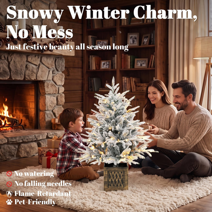 90 cm Prelit Flocked Table Christmas Tree, Artificial Christmas Tree - view 4