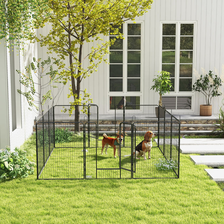 12 Panels Heavy Duty Puppy Playpen, for Small Dogs, Indoor and Outdoor Use - Silver