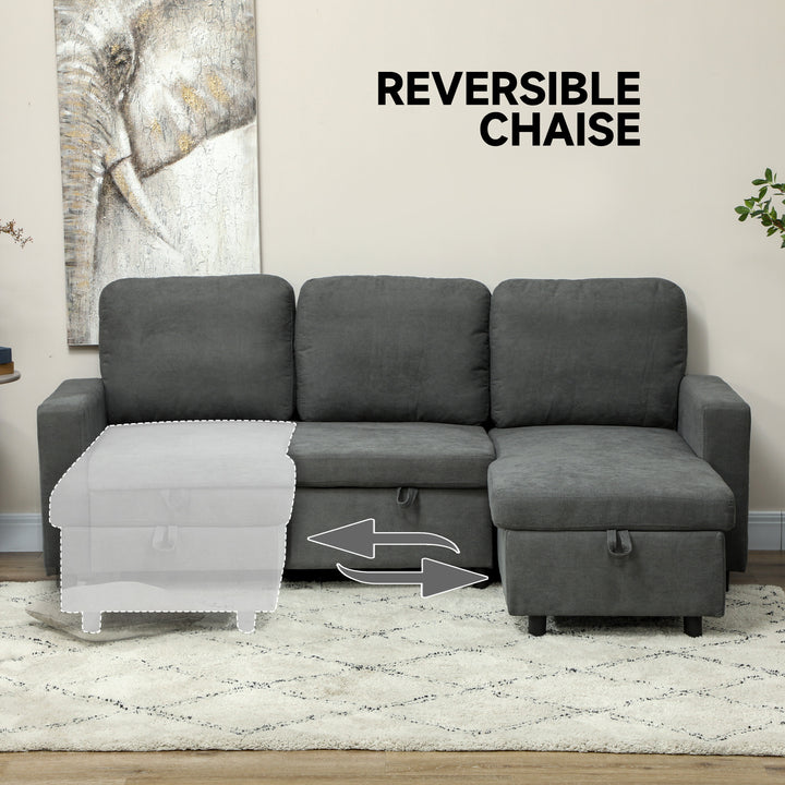 L Sofa Bed, with Storage - Charcoal Grey