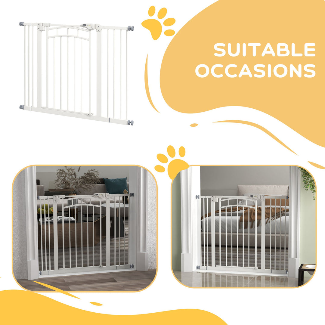 PawHut Pressure Mounted Safety Gate, Auto-Close Pet Door for Dogs, Easy Fit Adjustable Width 74-100cm, Grey | Aosom UK