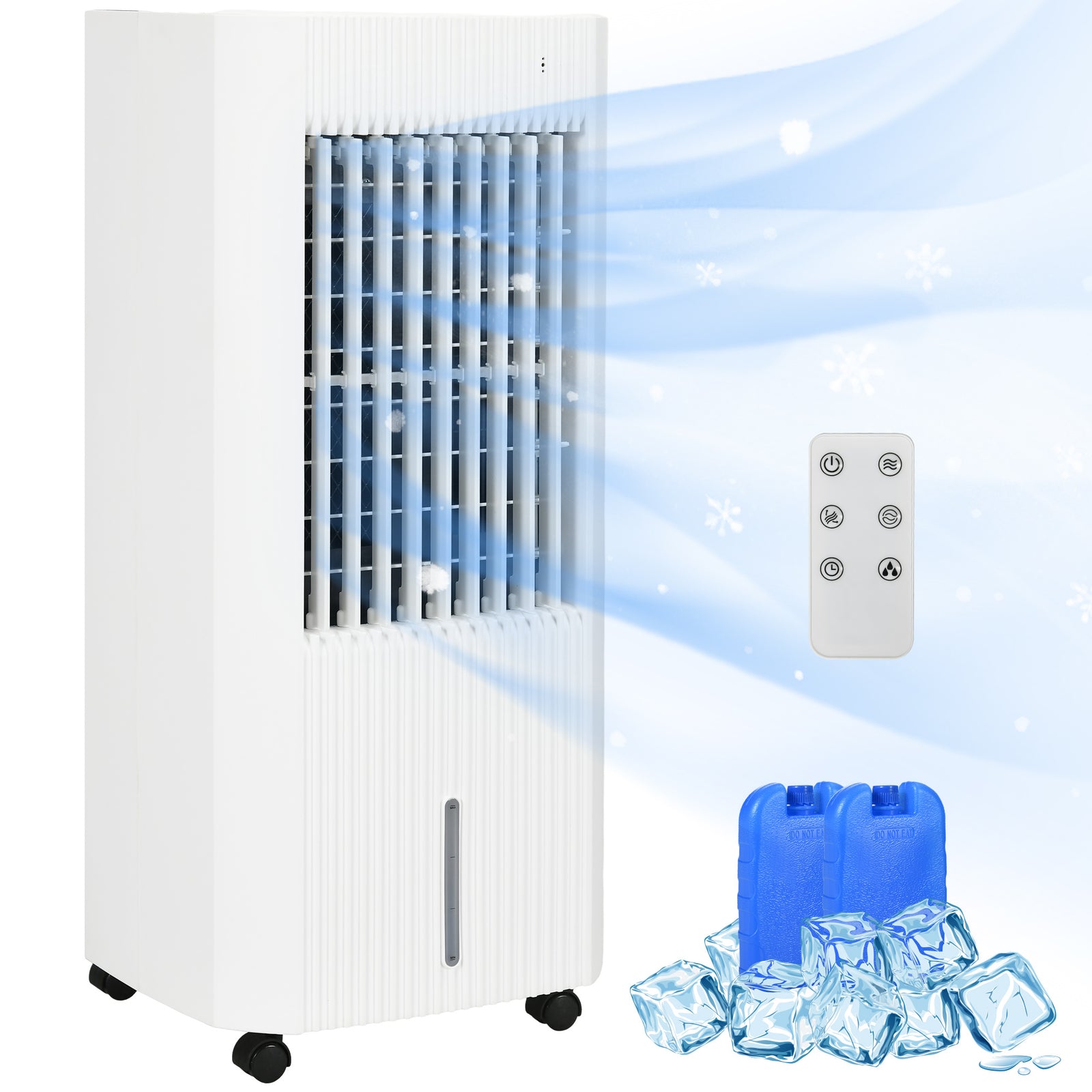 Portable 3-in-1 Air Cooler with 5 Litre Capacity, Oscillation, LED Display, Remote, 15 Hour Timer, Evaporative Air Cooler Fan with 3 Speeds, 3 Modes, Ice Packs, for Home Office