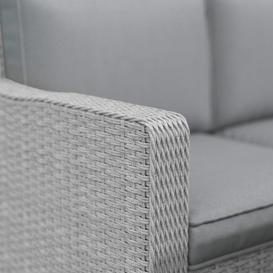 Seven-Piece Firepit Table Rattan Sofa Set - Grey