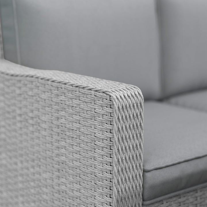 Seven-Piece Firepit Table Rattan Sofa Set - Grey
