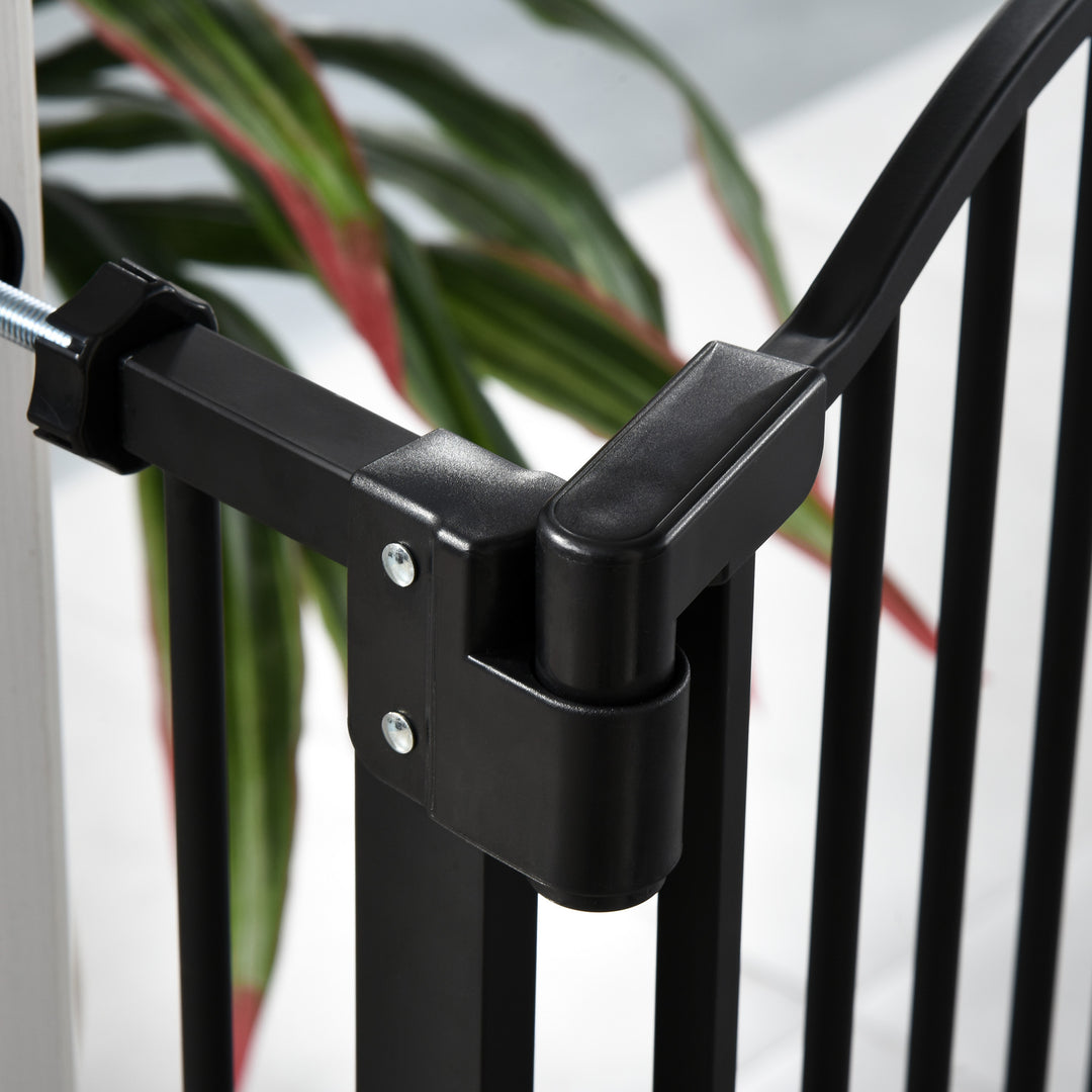 MCL Pressure Fit Dog Stair Gate No Drilling Safety Gate Auto Close for Doorways, Hallways, 74-80cm Adjustable, 94cm Tall, Black