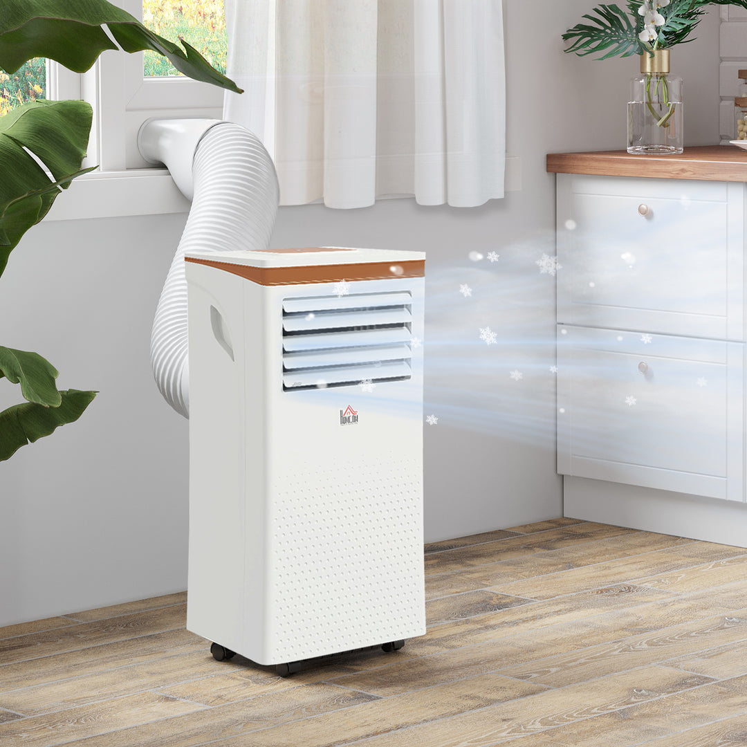 HOMCOM 7000 BTU 4-In-1 Compact Portable Mobile Air Conditioner Unit Cooling Dehumidifying Ventilating w/ Fan Remote LED Display | Aosom UK