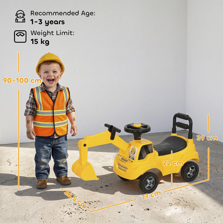 Ride On Tractor Digger, Toddler Excavator Toy Car with Adjustable - view 3