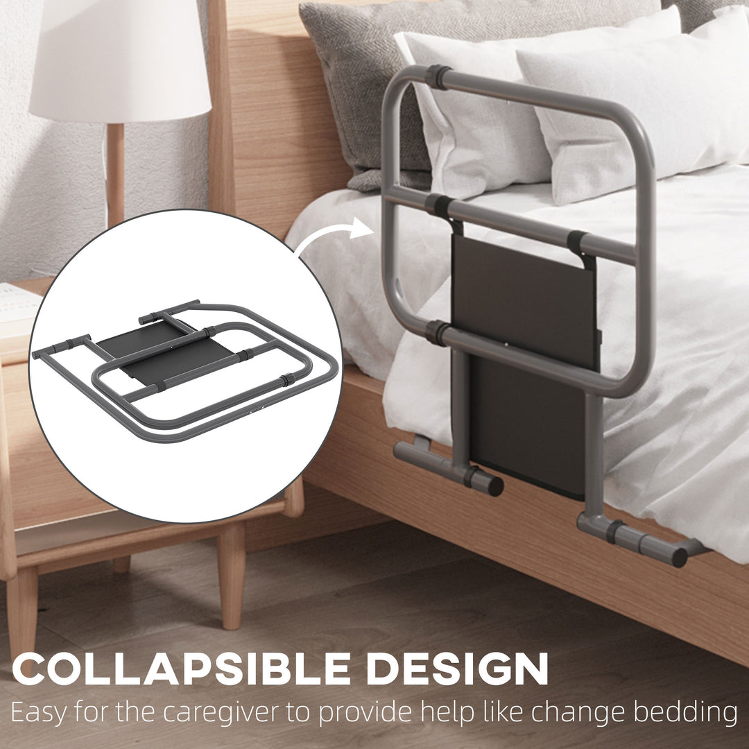 Folding Bed Rail for Elderly Adults, Bed Assist Rail with Storage Pocket for Disabled, Pregnant, Black
