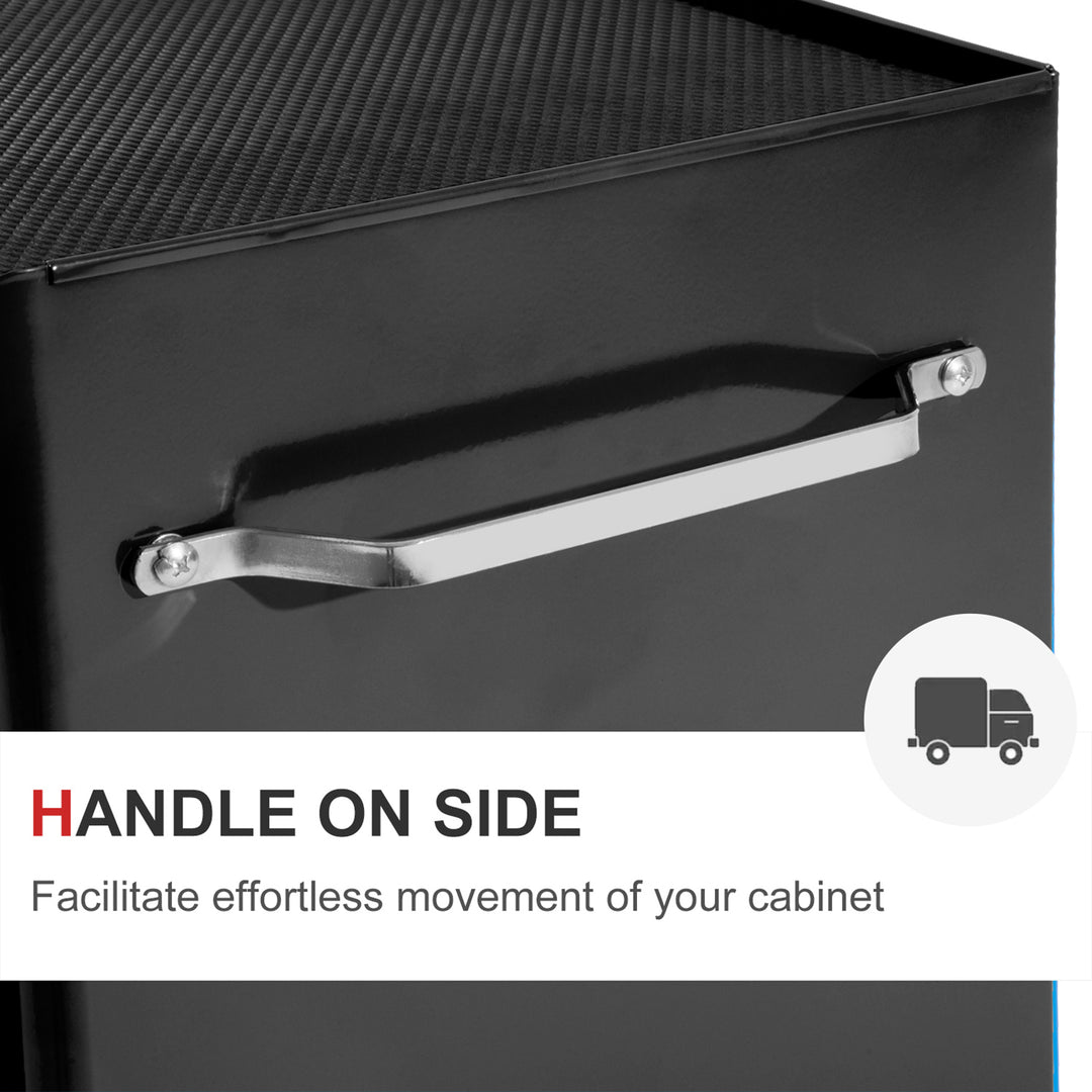5-Drawer Tool Chest, Lockable Steel Tool Storage Cabinet with Wheels and Handle Tool Box for Garage, Workshop, Black