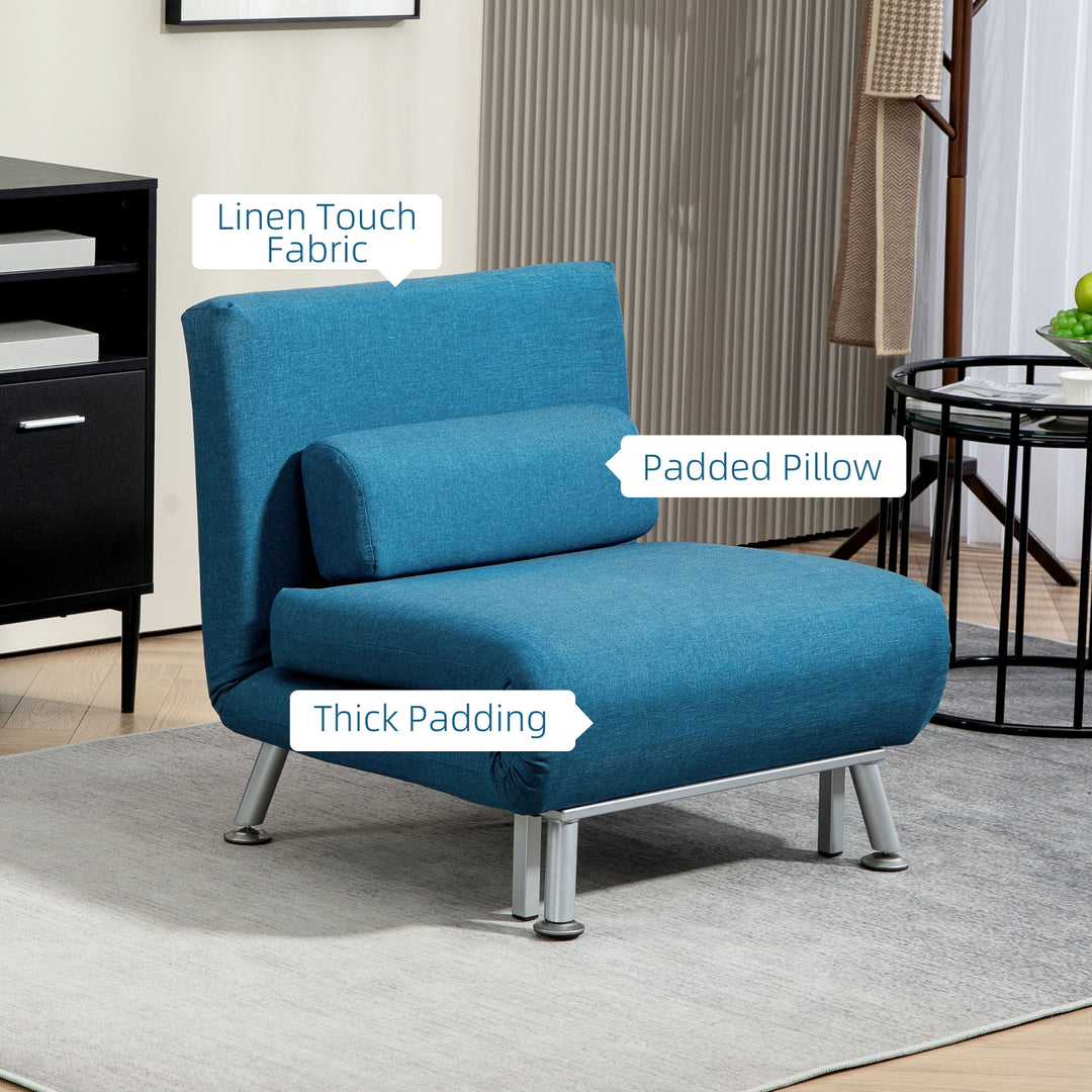 Single Linen-Look Sleeper Chair - Blue
