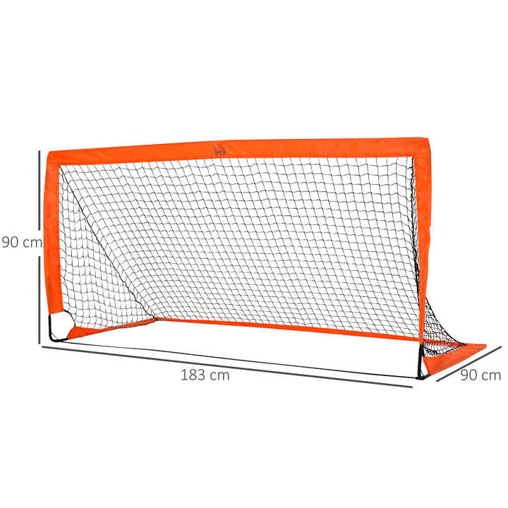 Set of 2 Football Goal Net 6 x 3 ft Foldable Outdoor Sport Training Teens Adults Football with Carrying Bag Orange
